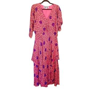 VICKY TIEL Layered Chiffon Maxi Dress
